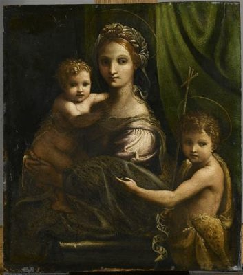 La Vierge à l'Enfant avec Saint Jean-Baptiste : Une Étude Méticuleuse en Or et Pigments!